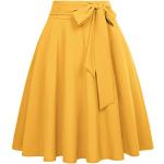 Gelbe Vintage Belle Poque Midi Faltenröcke für Damen Größe XL für Partys für den für den Sommer 