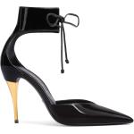 Schwarze Lack-Optik Gucci Spitze Pfennigabsatz High Heels & Stiletto-Pumps mit Riemchen aus Leder für Damen Größe 34 