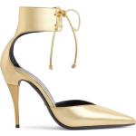 Goldene Gucci Spitze Pfennigabsatz High Heels & Stiletto-Pumps mit Riemchen aus Leder für Damen Größe 34 