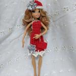 Holiday Themed 10" Winx Puppen Outfit Kleid Hut & Handtasche Gehäkelt in Rot Und Weiß #02