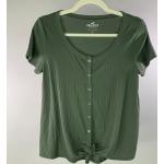 Khakifarbene Hollister Rundhals-Ausschnitt T-Shirts für Damen Größe S 
