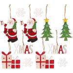 Reduzierte Rote Buttinette Runde Weihnachtsanhänger aus Holz 12-teilig 