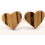 Dunkelbraune Herzohrstecker aus Holz für Damen 