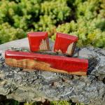 Rote Manschettenknöpfe aus Holz handgemacht für Herren 