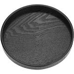 Schwarze Moderne Runde Dekotabletts 27 cm aus Massivholz 