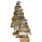 Silberne Moderne 18 cm Mini Weihnachtsbäume & Tisch Weihnachtsbäume Glänzende aus Holz 3-teilig 