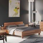 Hellbraune Franco Möbel Rechteckige Holzbetten aus Massivholz 160x200 