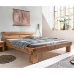 Braune Moderne Basilicana Rechteckige Französische Doppelbetten geölt aus Massivholz 160x200 
