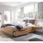 Braune Moderne Topdesign Rechteckige Französische Doppelbetten geölt aus Massivholz mit Stauraum 160x200 