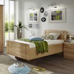 Hellbraune Franco Möbel Holzbetten lackiert aus Massivholz 100x220 