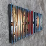 Blaue Kubistische Holzbilder aus Holz 3D 