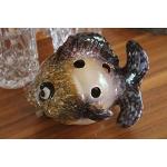 Braune 16 cm haebelholz Fisch-Teelichthalter mit Tiermotiv aus Keramik 