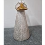 Holzwurm Zaunfigur Ente, Zaunhocker/Pfostenhocker aus Keramik, H 21 cm, Gartendeko