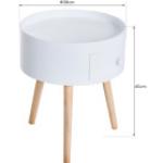 Weiße Skandinavische Homcom Runde Runde Couchtische 45 cm aus Holz mit Schublade Breite 0-50cm, Höhe 0-50cm, Tiefe 0-50cm 