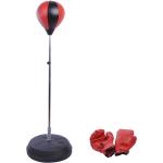 HOMCOM Punchingball-Set mit Boxhandschuhe schwarz, silber, rot Punchingball Standboxsack Standbox Boxhandschuhe