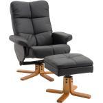 HOMCOM Relaxsessel Fernsehsessel 360° drehbarer Sessel mit Hocker Liegefunktion Holzgestell Schwarz 80 x 86 x 99cm