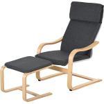 HOMCOM Relaxsessel mit Fußhocker, Ruhesessel mit Armlehne, Relaxstuhl, Leinenbezug Holzgestell Grau 65 x 69 x 98 cm