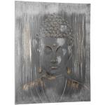 Graue Asiatische Homcom Kunstdrucke mit Buddha-Motiv aus Aluminium 