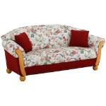 Reduzierte Rote Blumenmuster Vintage Home Affaire Federkern Sofas aus Holz Breite 150-200cm, Höhe 50-100cm, Tiefe 50-100cm 3 Personen 