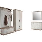 Weiße Romantische Home Affaire Florenz Garderoben Sets & Kompaktgarderoben aus Holz Breite 100-150cm, Höhe 150-200cm, Tiefe 0-50cm 