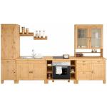 Home affaire Küchenzeile »Oslo«, Breite 350 cm, ohne E-Geräte, 35 mm Arbeitsplatte, Kiefer massiv, beige