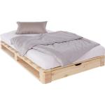 Reduzierte Beige Moderne Home Affaire Betten mit Bettkasten Lackierte aus Massivholz mit Schublade 120x200 