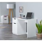 Weiße Moderne Home Affaire Bio Nachhaltige Schreibtische mit Stauraum aus Eiche mit Schublade Breite 100-150cm, Höhe 50-100cm, Tiefe 50-100cm 
