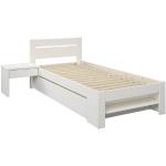 Weiße Romantische Home Affaire Bio Nachhaltige Betten mit Bettkasten lackiert aus Massivholz mit Schublade Breite 100-150cm, Höhe 100-150cm, Tiefe 50-100cm 