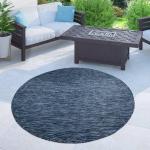Blaue Melierte Home Affaire Runde Outdoor-Teppiche & Balkonteppiche 120 cm aus Kunstfaser schmutzabweisend 