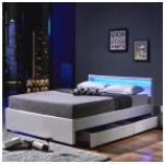 Home Deluxe LED Bett NUBE mit Schubladen - 140 x 200 cm Weiß