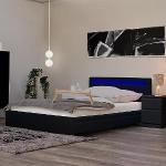 Schwarze Moderne Home Deluxe Kunstleder-Polsterbetten aus Kunstleder mit Schublade 140x200 