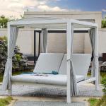 Reduzierte Weiße Moderne Home Deluxe Liegen mit Sonnendach Breite 150-200cm, Höhe 200-250cm, Tiefe 200-250cm 