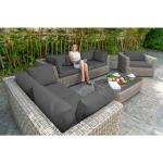 Reduzierte Hellgraue Lounge Gartenmöbel & Loungemöbel Outdoor aus Polyrattan 4-teilig 3 Personen 