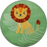 Grüne Runde Kinderteppiche 100 cm mit Löwen-Motiv 