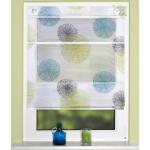 Blaue Home Wohnideen Raffrollos ohne Bohren mit Blumenmotiv aus Polyester lichtdurchlässig 