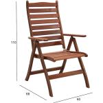 Braune Gartenstühle & Balkonstühle Geölte aus Massivholz mit verstellbarer Rückenlehne Breite 50-100cm, Höhe 100-150cm, Tiefe 50-100cm 
