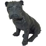 Graue 50 cm Dekohunde aus Kunststein 