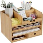 Reduzierte Beige Schreibtisch Organizer DIN A4 aus Bambus 