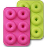 Pinke Donut Backformen mit Donut-Motiv aus Silikon lebensmittelecht 2-teilig 