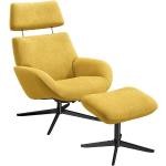 Reduzierte Gelbe Relaxsessel mit Hocker aus Textil Breite 50-100cm, Höhe 100-150cm, Tiefe 50-100cm 