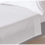 HOMESCAPES Damast Bettlaken ohne Gummizug weiß 230x255 cm, Baumwoll-Betttuch Satin-Streifen, Haustuch ägyptische Baumwolle