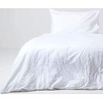 Weiße Unifarbene Homescapes Bio Leinenbettwäsche mit Reißverschluss aus Baumwolle 155x220 2-teilig 