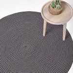 Schwarze Moderne Homescapes Runde Runde Teppiche 120 cm aus Baumwolle 
