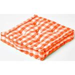 Orange Gingham Homescapes Gingham Quadratische Sitzkissen & Bodenkissen aus Baumwolle mit Tragegriffen 40x40 