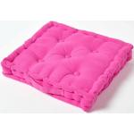 Pinke Unifarbene Homescapes Quadratische Sitzkissen & Bodenkissen aus Baumwolle 40x40 
