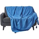Homescapes Tagesdecke Rajput, blau, Wohndecke aus 100% Baumwolle, 150 x 200 cm, Sofaüberwurf/Couchüberwurf in RIPP-Optik