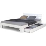 Weiße Moderne Homestyle4You Betten mit Bettkasten Lackierte aus Massivholz mit Stauraum 140x200 Breite 100-150cm, Höhe 200-250cm, Tiefe 200-250cm 