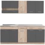 Homestyle4u Küchenblock 200 cm ohne Geräte Eiche grau (2357)