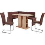 Braune Vintage Homexperts Nachhaltige Rechteckige Sitzgruppen mit Eckbank aus MDF Breite 0-50cm, Höhe 0-50cm, Tiefe 0-50cm 4-teilig 