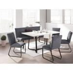 Homexperts Tischgruppe Tilda (160 cm, dunkelgrau / Betonoptik, 1 Tisch, 1 Bank, 4 Stühle)